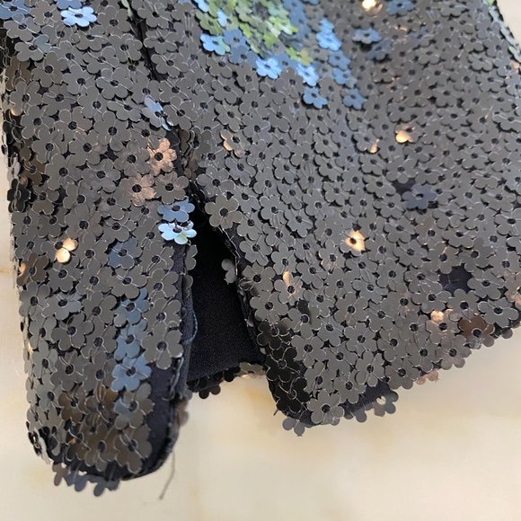 AKRIS BLACK FLORAL SEQUINS EVENING CROPPED JACKET FR 38 / US 6 NOWTS! - Picture 17 of 17